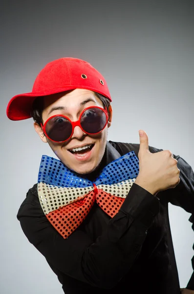 Funny man with giant bow tie — Stock Photo, Image