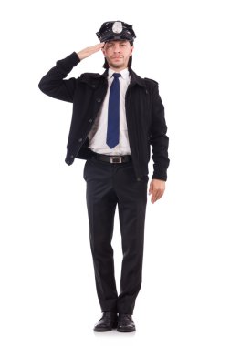 Polis memuru beyazda izole edilmiş.