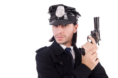 Polis memuru beyazda izole edilmiş.