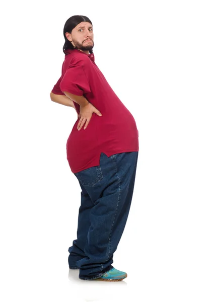 Übergewichtiger Mann isoliert auf der weißen Seite — Stockfoto