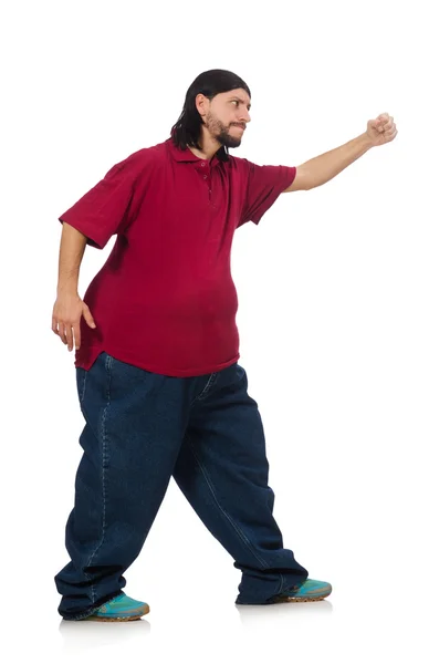 Übergewichtiger Mann isoliert auf der weißen Seite — Stockfoto