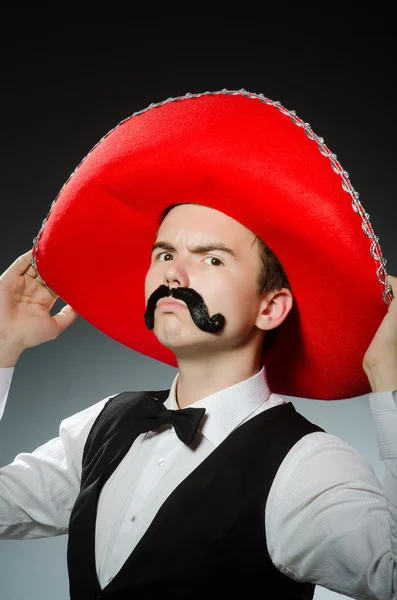 Person wearing sombrero hat in funny concept — Stock Photo, Image