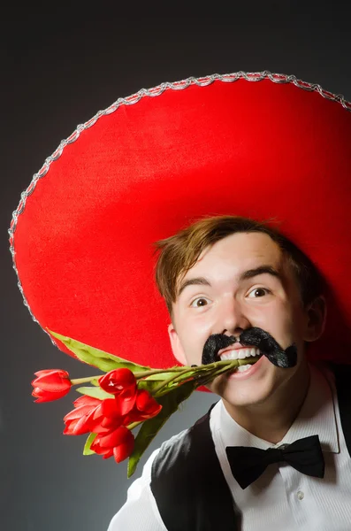 Person wearing sombrero hat in funny concept — Stock Photo, Image