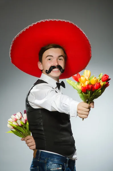 Persona che indossa cappello sombrero in concetto divertente — Foto Stock