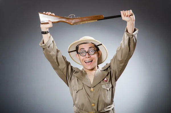 Funny hunter in hunting concept — Stock Photo, Image