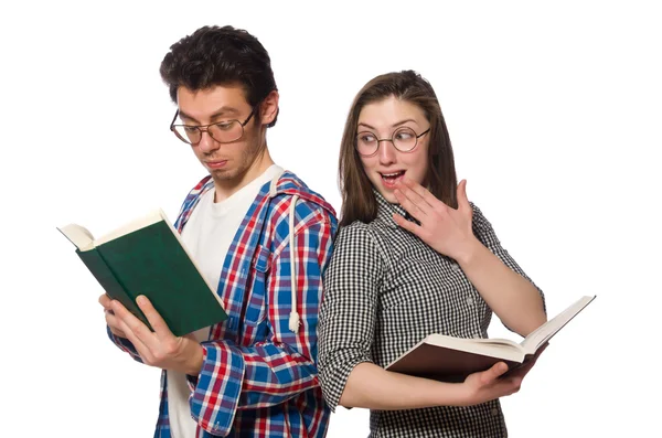 Paire d'étudiants isolés sur blanc Photo De Stock