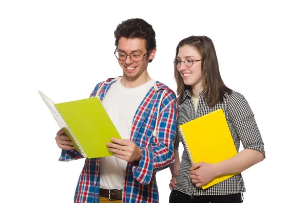 Pair of students isolated on white — Stock Photo, Image