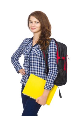 Beyaz tenli genç öğrenci.