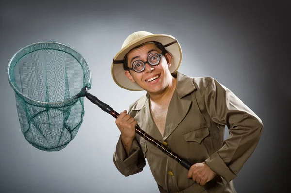 Man wearing safari hat in funny concept — Stock Photo, Image