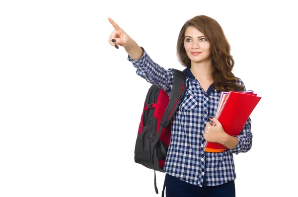 Junge Studentin isoliert auf weiß — Stockfoto