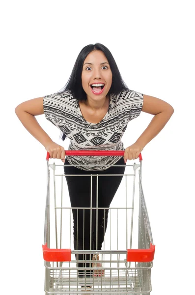 Mujer en concepto de compras en blanco —  Fotos de Stock