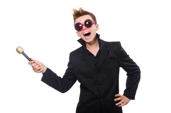 Singender Mann im Karaoke-Konzept — Stockfoto
