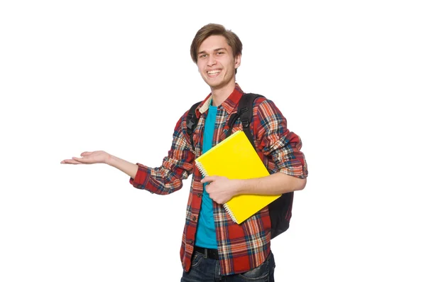 Estudante engraçado isolado em branco — Fotografia de Stock