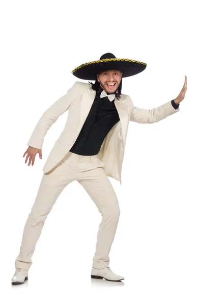 Legrační mexické v obleku a sombrero izolovaných na bílém — Stock fotografie
