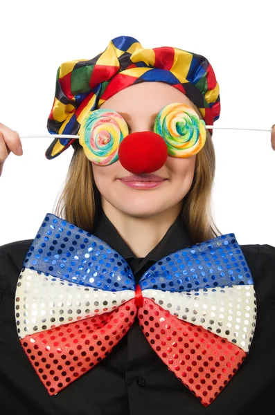 Drôle clown isolé sur blanc — Photo