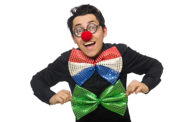 Buffo clown isolato su bianco — Foto Stock