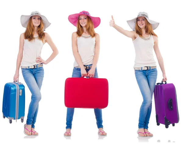 Set of photos with woman travelling — Stock Photo, Image