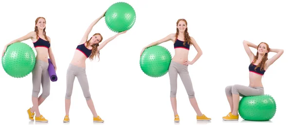 Set Fotos mit Modell und Schweizer Ball — Stockfoto