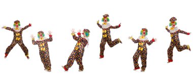 Beyaz renkte izole edilmiş palyaço fotoğrafları.