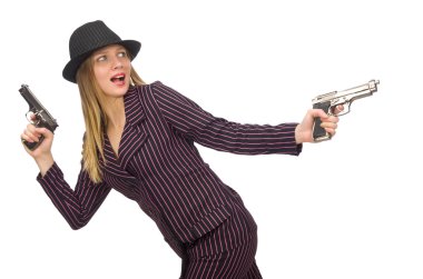 Silahlı bir gangster kadın beyazları soyutladı.