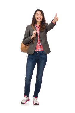 Beyaz tenli genç öğrenci.