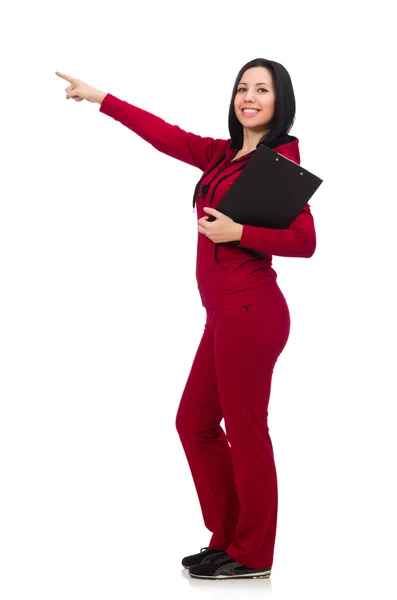 Woman in sports concept on white background — Stock Photo, Image