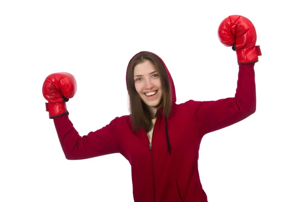 Mulher boxer isolado no branco — Fotografia de Stock