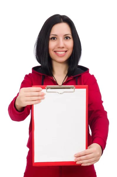 Woman in sports concept on white background — Stock Photo, Image