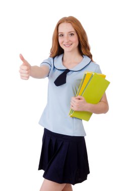 Beyazların arasında izole edilmiş liseli kız.