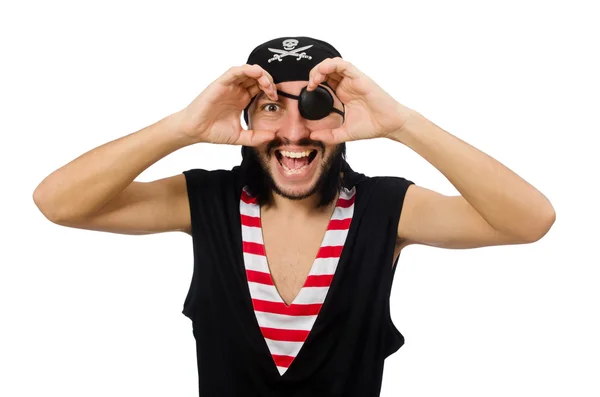 Uomo pirata isolato sullo sfondo bianco — Foto Stock