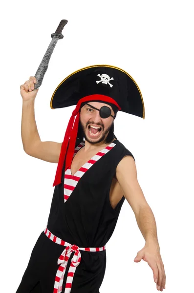 Homem pirata isolado no fundo branco — Fotografia de Stock