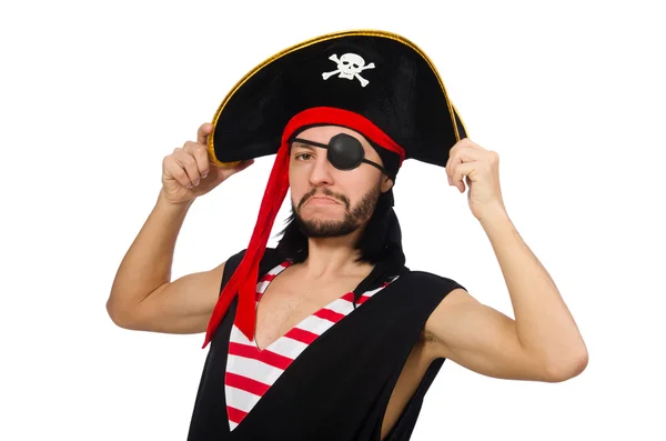 Uomo pirata isolato sullo sfondo bianco — Foto Stock