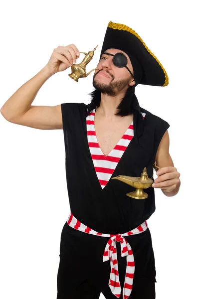 Man pirate with teapots — Stock Photo, Image
