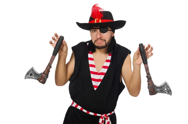 Hombre pirata con hachas — Foto de Stock