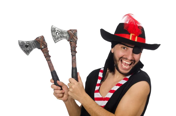 Hombre pirata con hachas — Foto de Stock