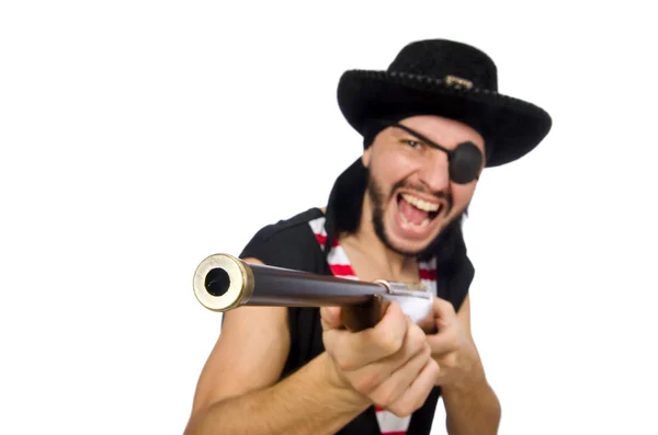 Pirate hurlant avec un fusil — Photo