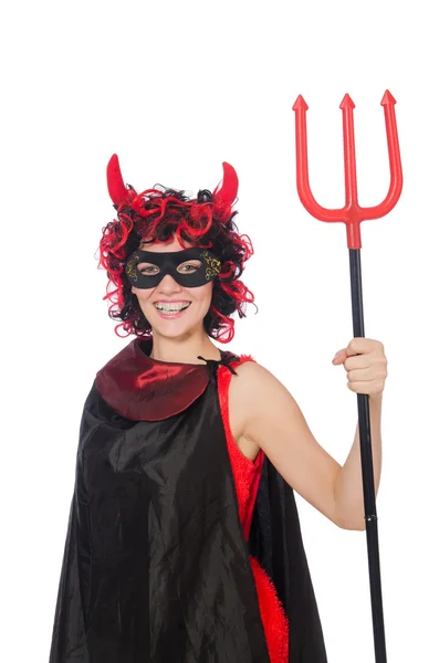 Woman devil in funny halloween concept — Stock Photo, Image