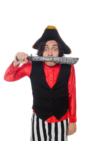 Lustiger Pirat mit Äxten — Stockfoto