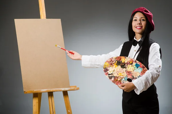 Funny artist working in the studio — Stock Photo, Image