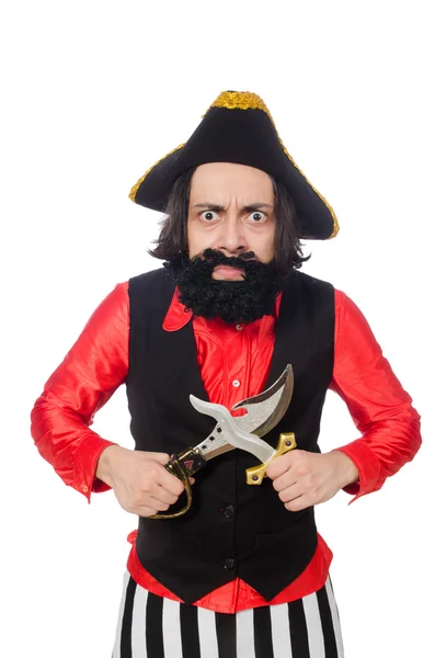 Funny pirate with knives — Stock Photo, Image