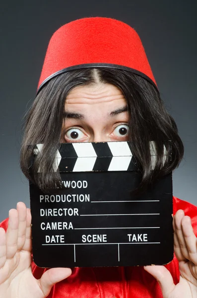 Homem usando chapéu vermelho fez — Fotografia de Stock