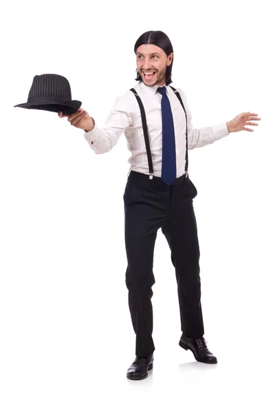 帽子とサスペンダーを着用の男 — ストック写真