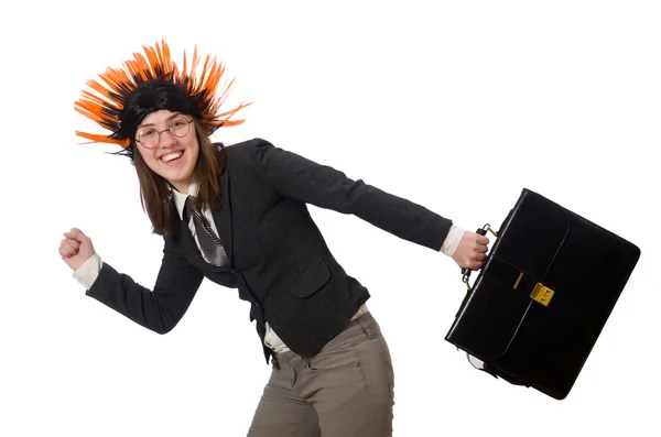 Funny businesswoman in business concept — Stock Photo, Image