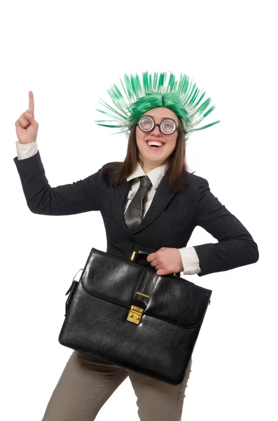 Funny businesswoman in business concept — Stock Photo, Image