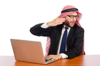 Beyaz bilgisayarlı Arap işadamı