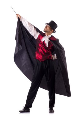 Beyazda izole edilmiş adam sihirbaz