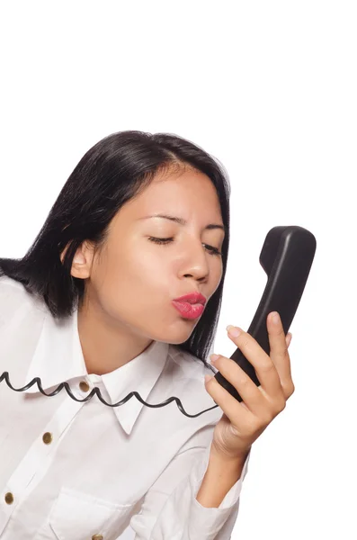 Woman in funny business concept on white — Stock Photo, Image