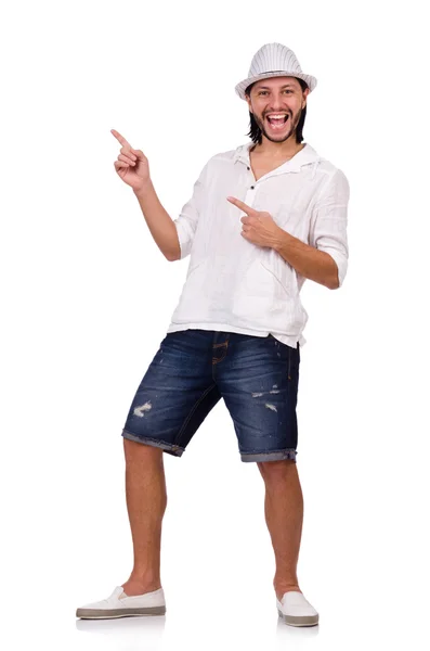 Young man in hat isolated on white — Stock Photo, Image