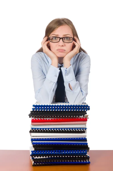 Gerente de escritório no local de trabalho isolado em branco — Fotografia de Stock