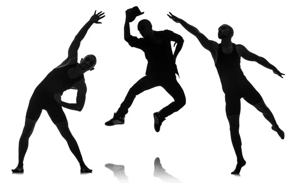 Silhouette di ballerini nel concetto di danza — Foto Stock